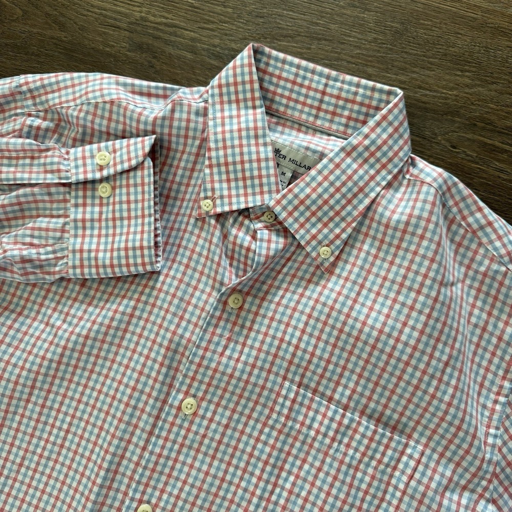 Peter Millar Crown Trey Sport‎ Shirt Button Down Multicolor Plaid Sz M Casual
